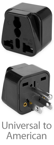 Universal to American Outlet Plug Adapter - With Ground Pin